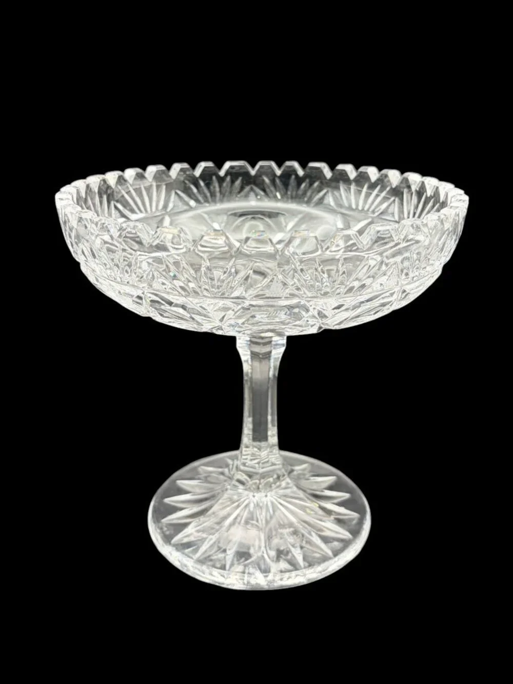 VTG American Brilliant Cut Crystal Compote Pedestal Candy Dish – Pinwheel